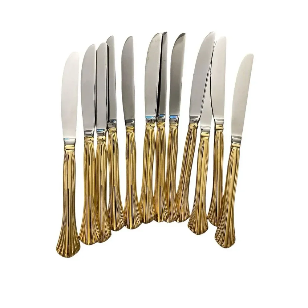 Cambridge Stainless Steel Gold Tracy Twelve Dinner Knives 12 New Set